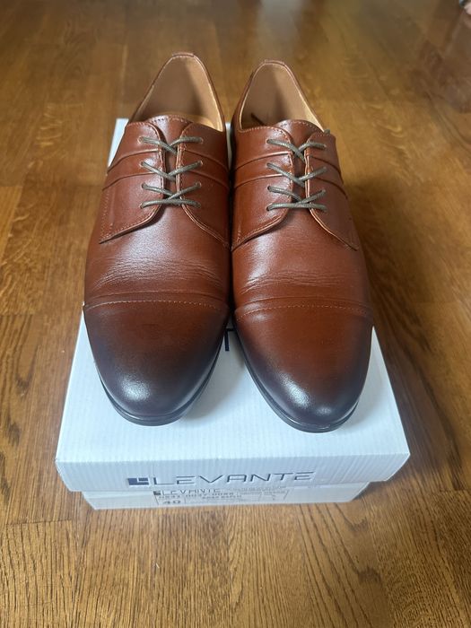 Eleganckie brązowe buty, pólbuty, skóra naturalna R. 40