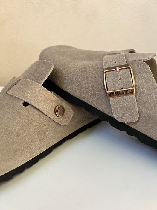 Birkenstock Boston сірі, розмір 38 (замшеві шльопанці)