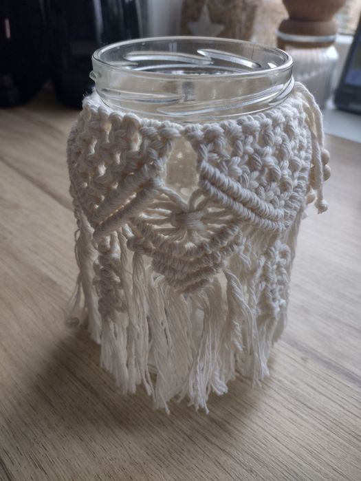 Lampion makramowy ze sznurka handmade