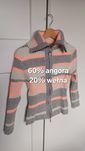 Sweter wełna/angora pulower ze suwakiem w paski Vintage rozm. S