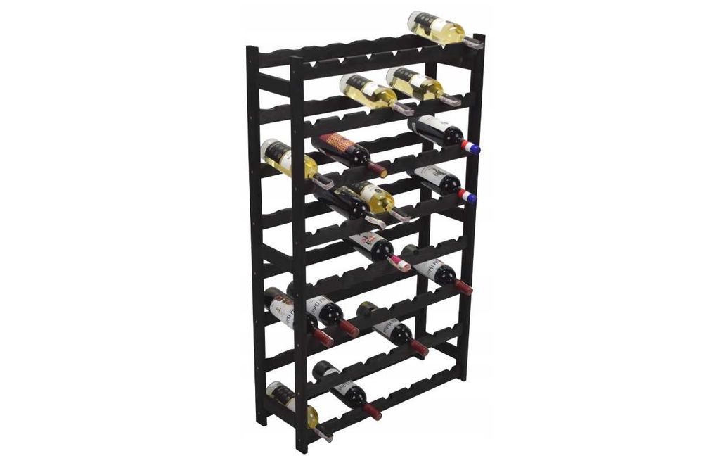 Regał NA WINO 56 butelek CZARNY Drewniany 120 cm Stojak Nowy