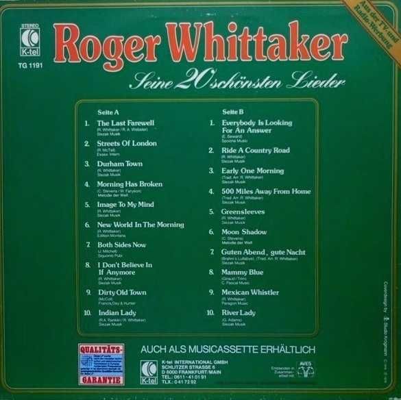 20 красивых песен Роджера Уиттакера LP