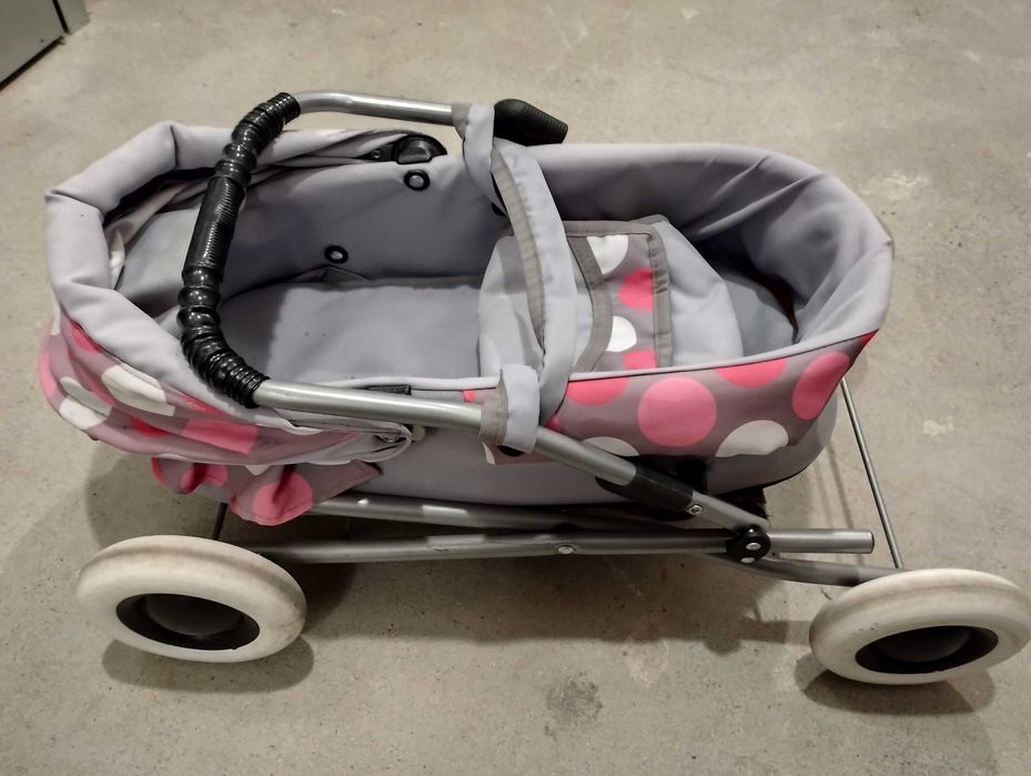 Wózek głęboki dla lalki, składany, stabilny, solidnie wykonany, uroczy