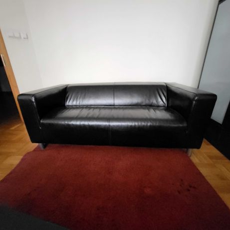 Sofa 180 cm, czarna, skóra