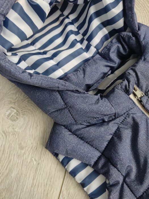 H&M 80 86 kamizelka bezrękawnik niebieski jesień wiosna odpinany kaptu