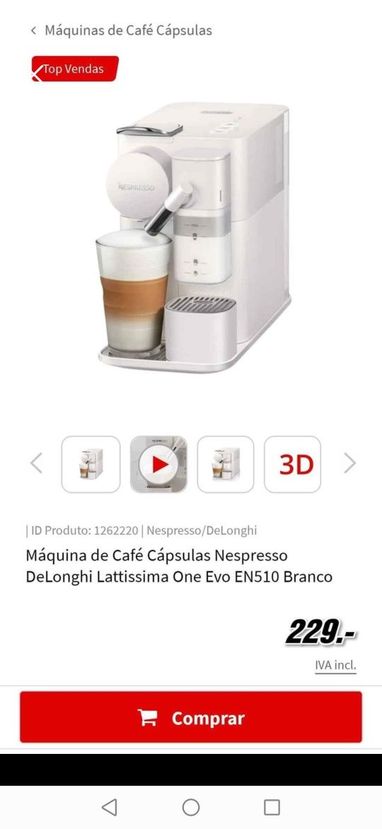 Máquina de café Nespresso Latissima One