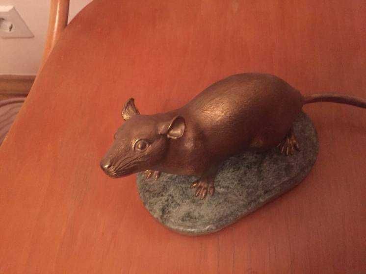 Бронза скульптура-статуэтка Крыса-мышь