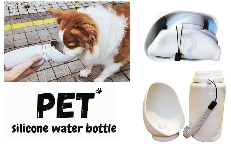 Butelka PET silikonowe przenośne poidło dla psów 550ml składane