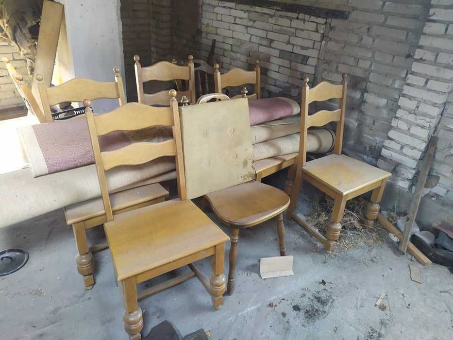 Stół dębowy + komplet 6 krzeseł