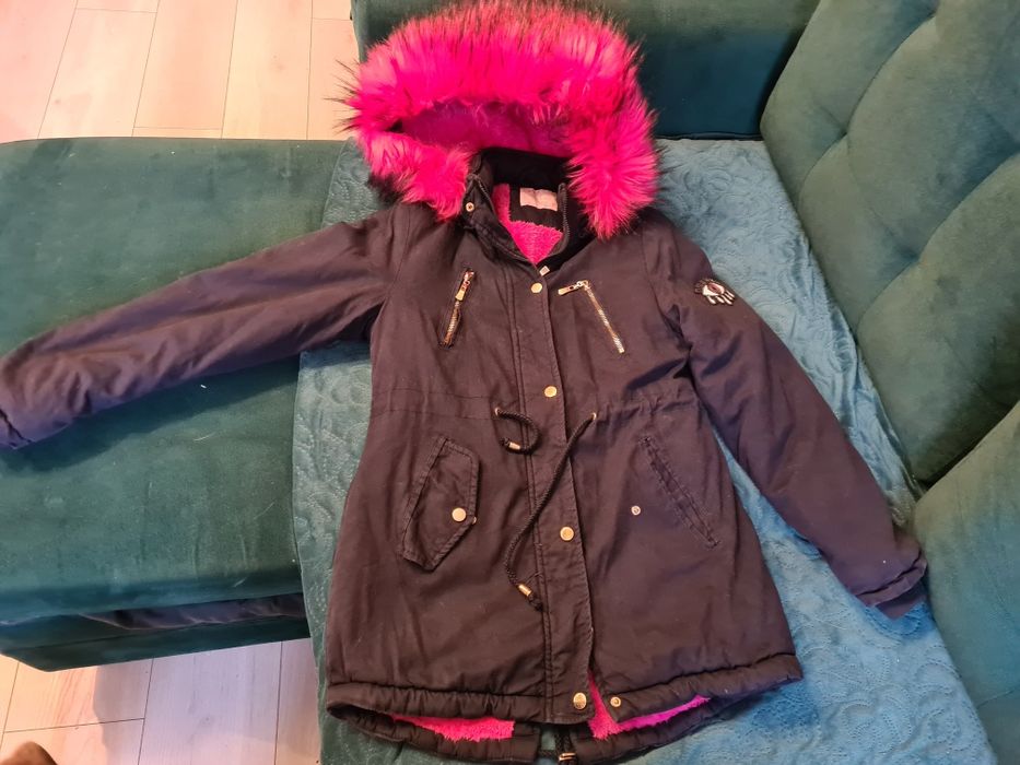 Granatowa parka na futerku #14lat