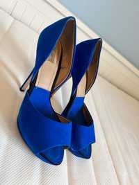 Przepiękne szpilki sandałki Zara kobaltowe niebieskie