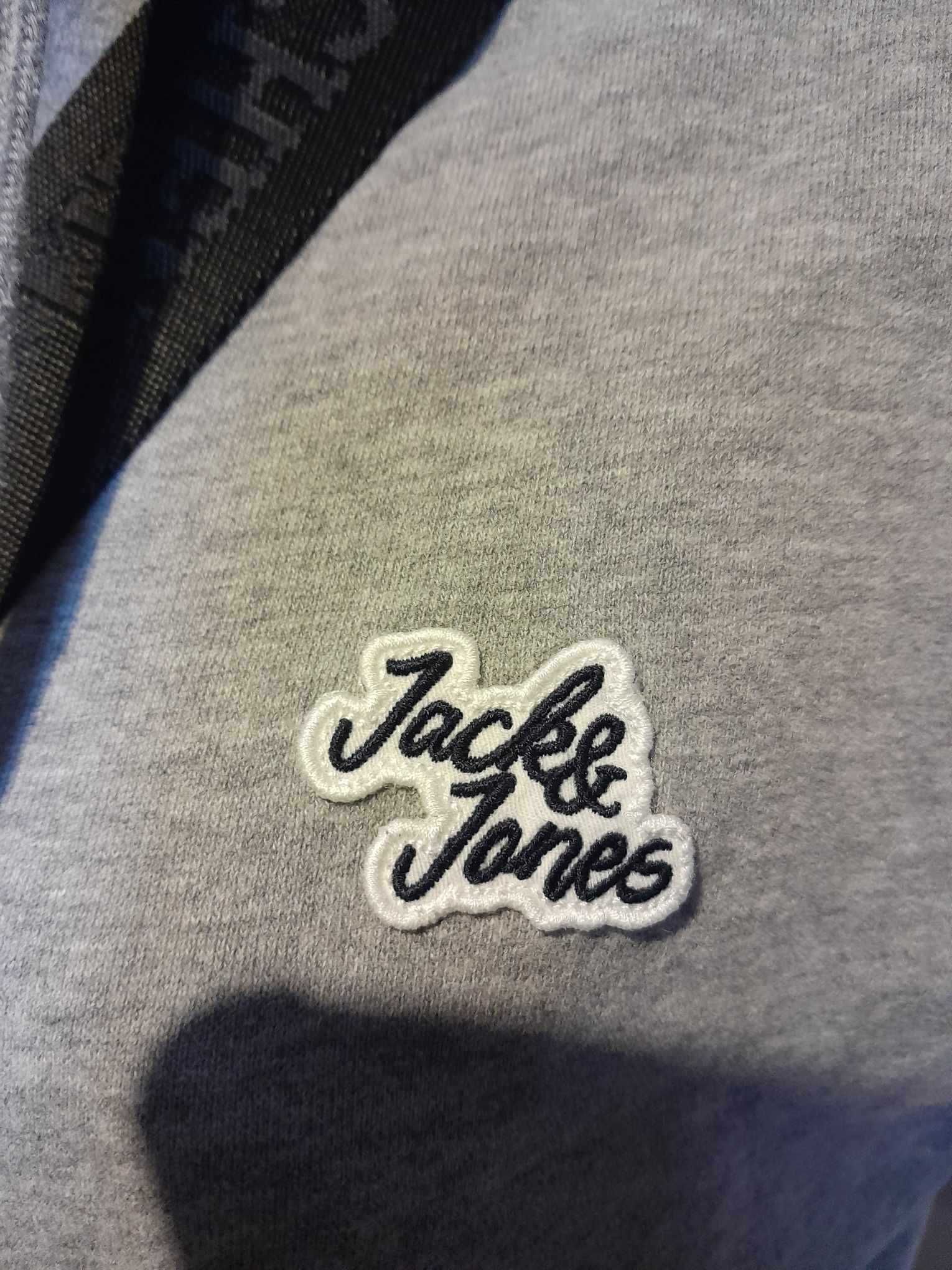 Szara bluza meska z długim rękawem zapinana na suwak Jack & Jones L