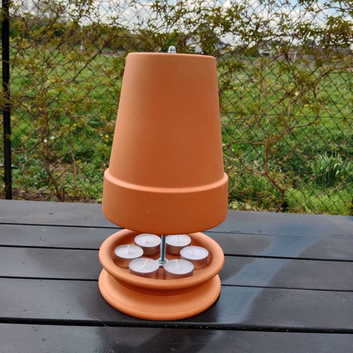 - Lampion tarasowy, dekoracja ogrodowa, świecznik, lampa, doniczka -