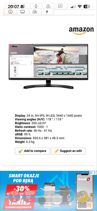 Monitor 34 cale LG 34UB88-P