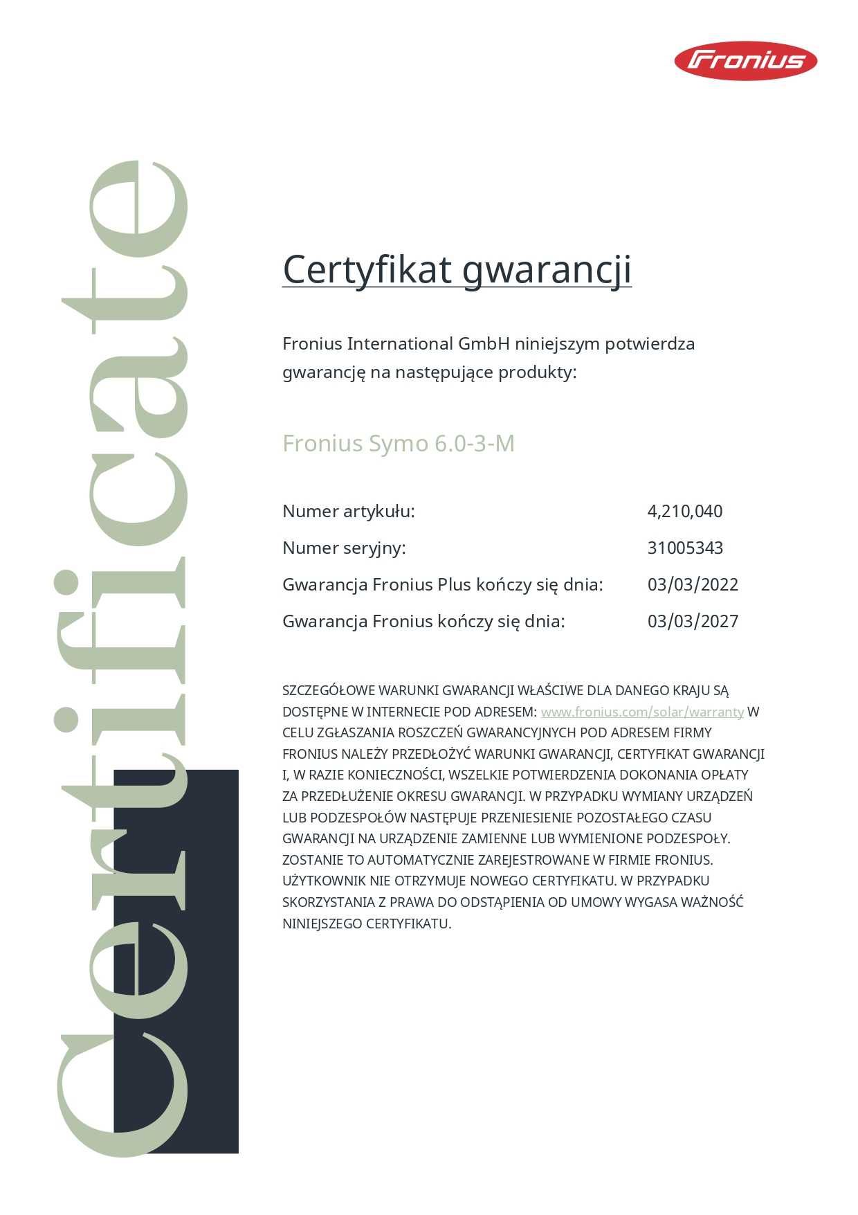 Falownik Fronius Symo 6.0.3.M trójfazowy