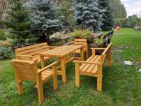 Meble ogrodowe drewniane solidne mocne  zestaw 8 osobowy  gruba deska