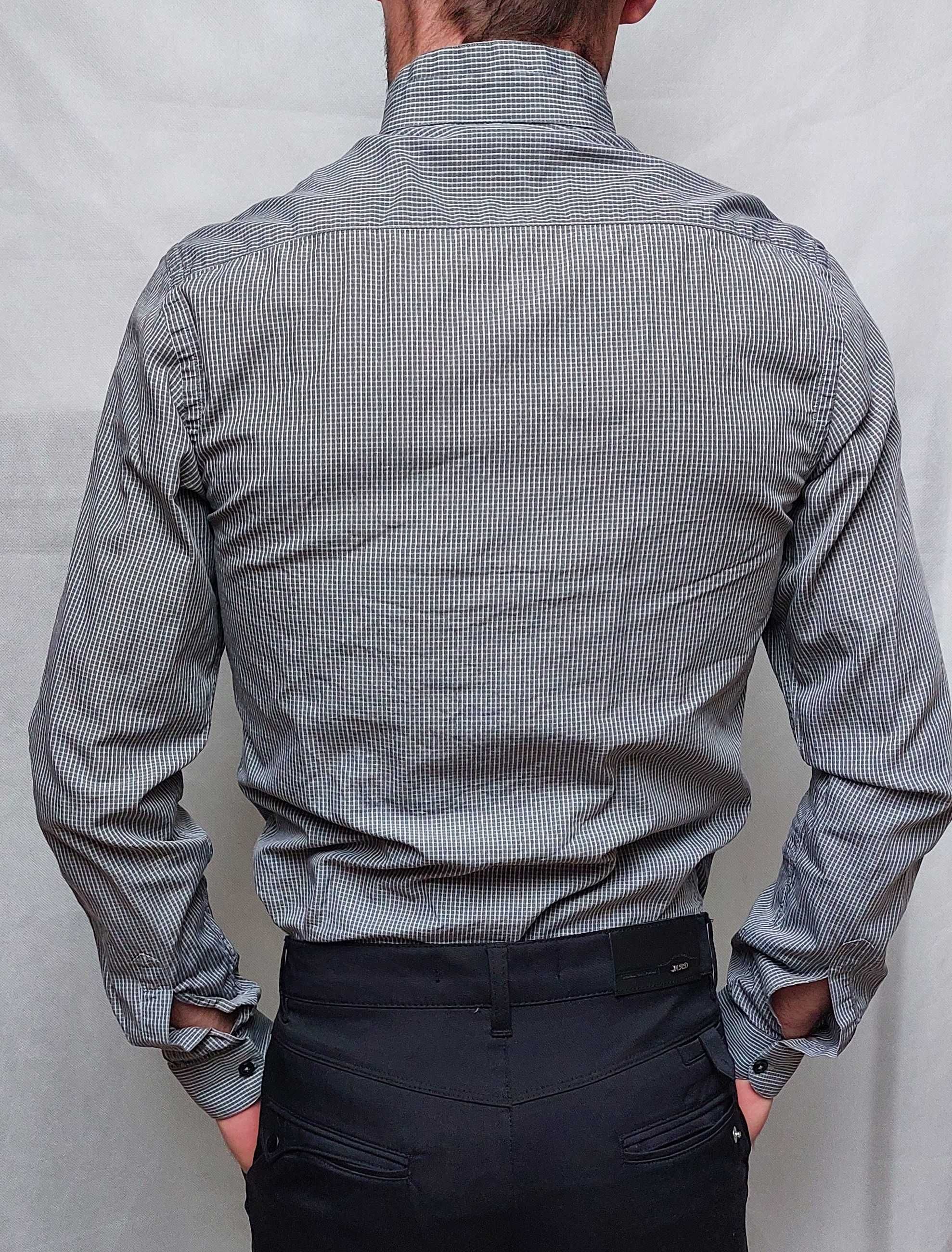 Koszula męska młodzieżowa Zara Man s Slim fit 40cm kratka stójka