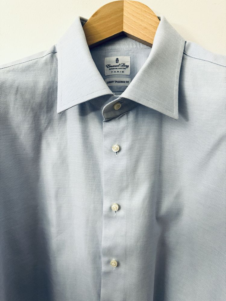 Koszula męska na spinki Emanuel Berg 46, 18,5” jasno niebieska