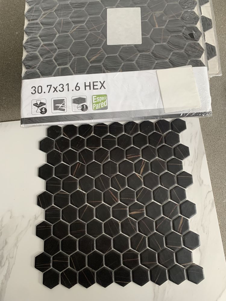 Mozaika hexagon Hex czarny do łazienki kuchni