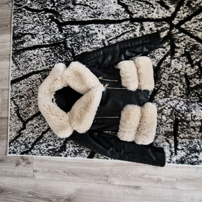 Kurtka skóra miękkie futerko 36