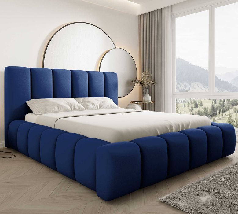 Łóżko Tapicerowane BOSTON Komfortowe Zagłowie TKANINA BOUCLE / WELUR