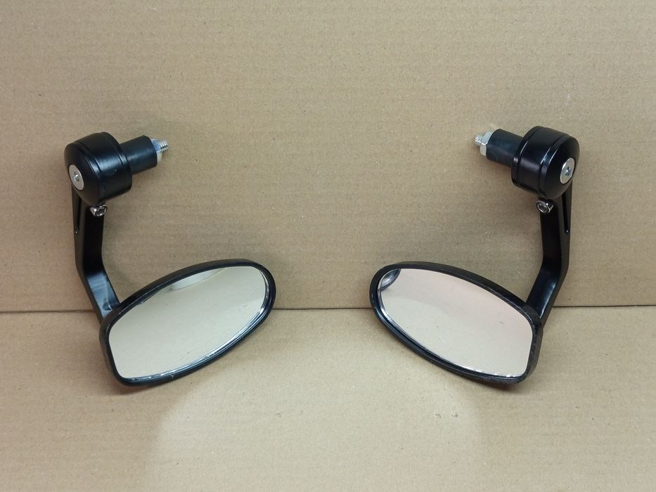 Зеркала мото (пара) "ОВАЛ CARBON" в торец руля