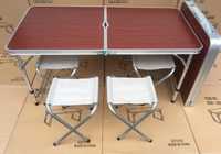 Стол для пикника усиленный с 4 стульями Folding Table