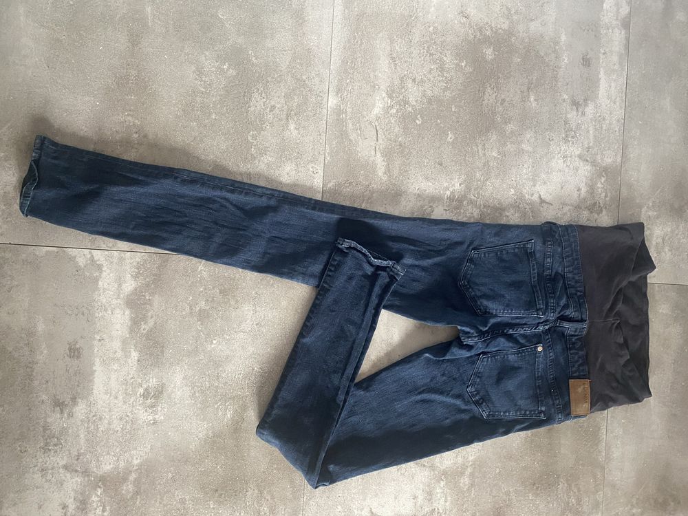 Spodnie jeansy ciążowe H&M Mama granatowe