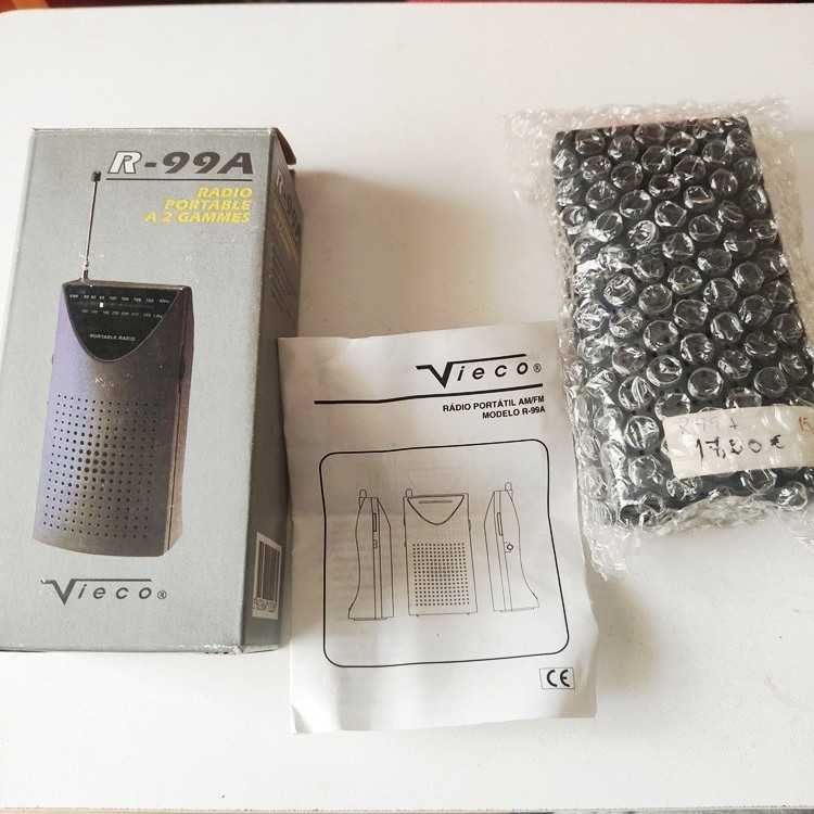 Radio Vieco R-99A a pilhas AAA AM, FM, 7x14cm com caixa