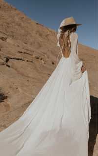 Sukienka ślubna boho rustykalna retro hippie odkryte plecy S 36