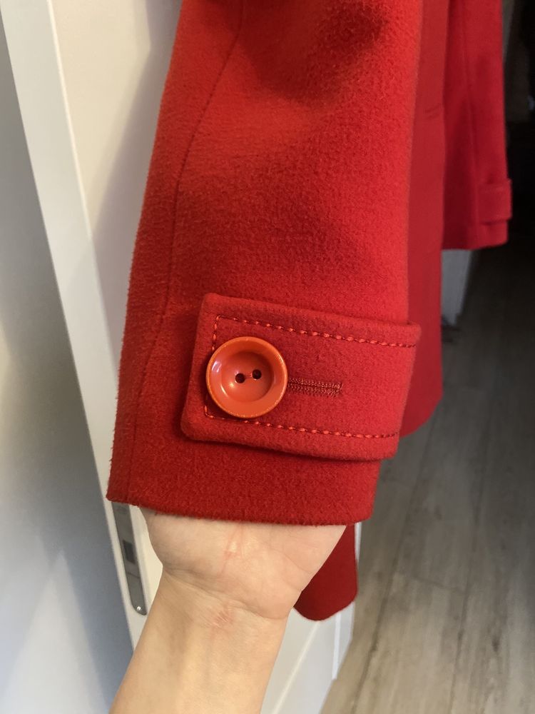 Płaszcz flauszowy czerwony rozmiar L