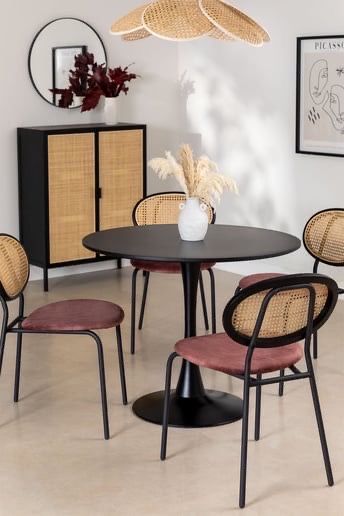 Cadeiras em rattan e veludo cor-de-rosa SKLUM (2 unidades)