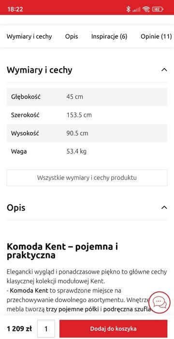 Komoda w kolorze kasztanowym