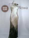Nowa beżowa brązowa elegancka satynowa długa sukienka River Island 36