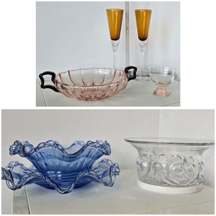 Старинные винтажные коллекционные Ваза Фруктовница Бокал Хрусталь Кубо