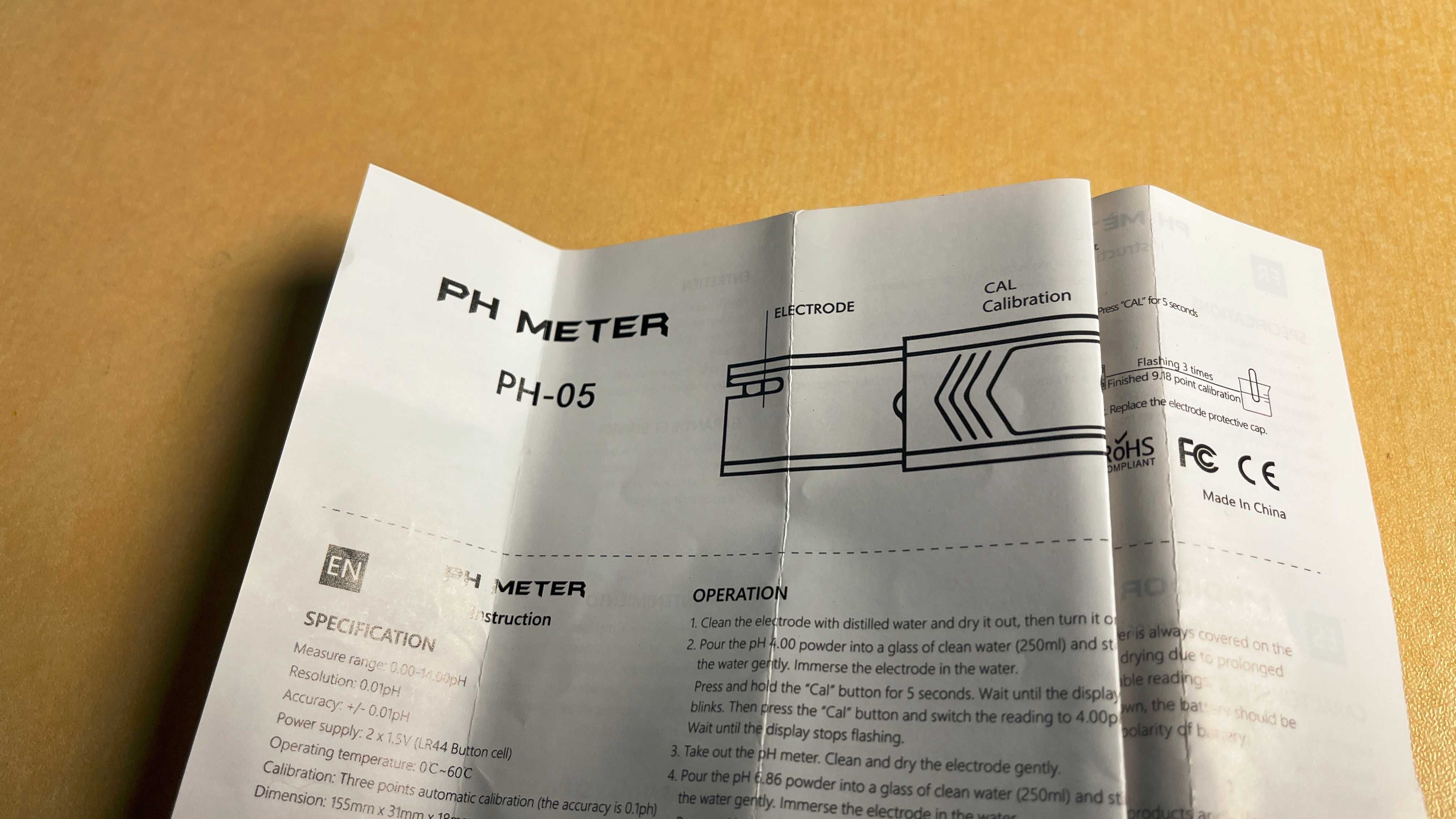 Tester pH wody HOMTIKY PH-05  PH/TDS/temp/EC
