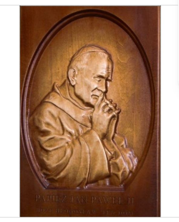 Płaskorzeźba Jan Paweł II drewno bardzo duży