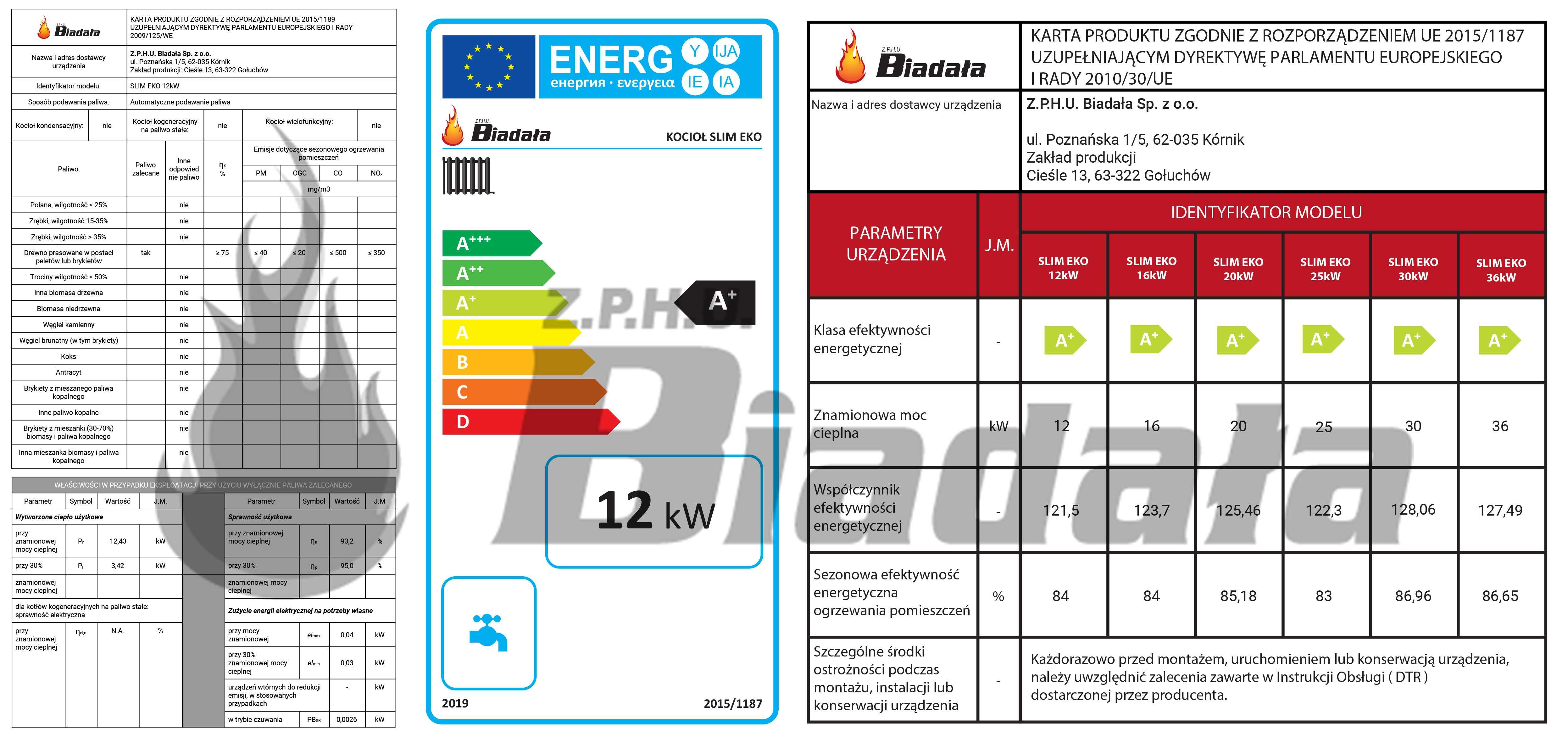 Kocioł, piec SlimEko kotły na PELLET 5 KLASA 12 kW 5 KLASA Ecodesign