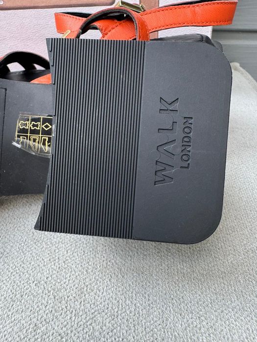 Nowe sandały damskie na obcasie WALK LONDON czarne pomarańczowe 40