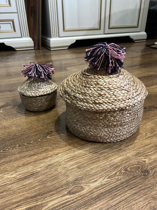 Набір джутових кошиків з кришками ціна за все