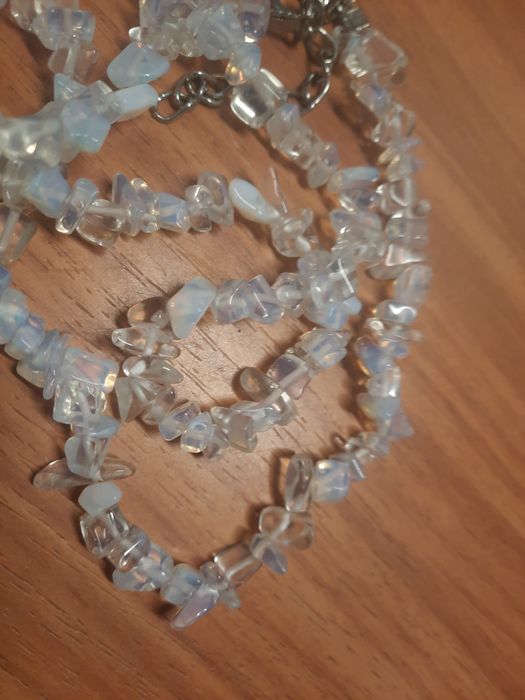 Naszyjnik kryształ górski+opal talizman