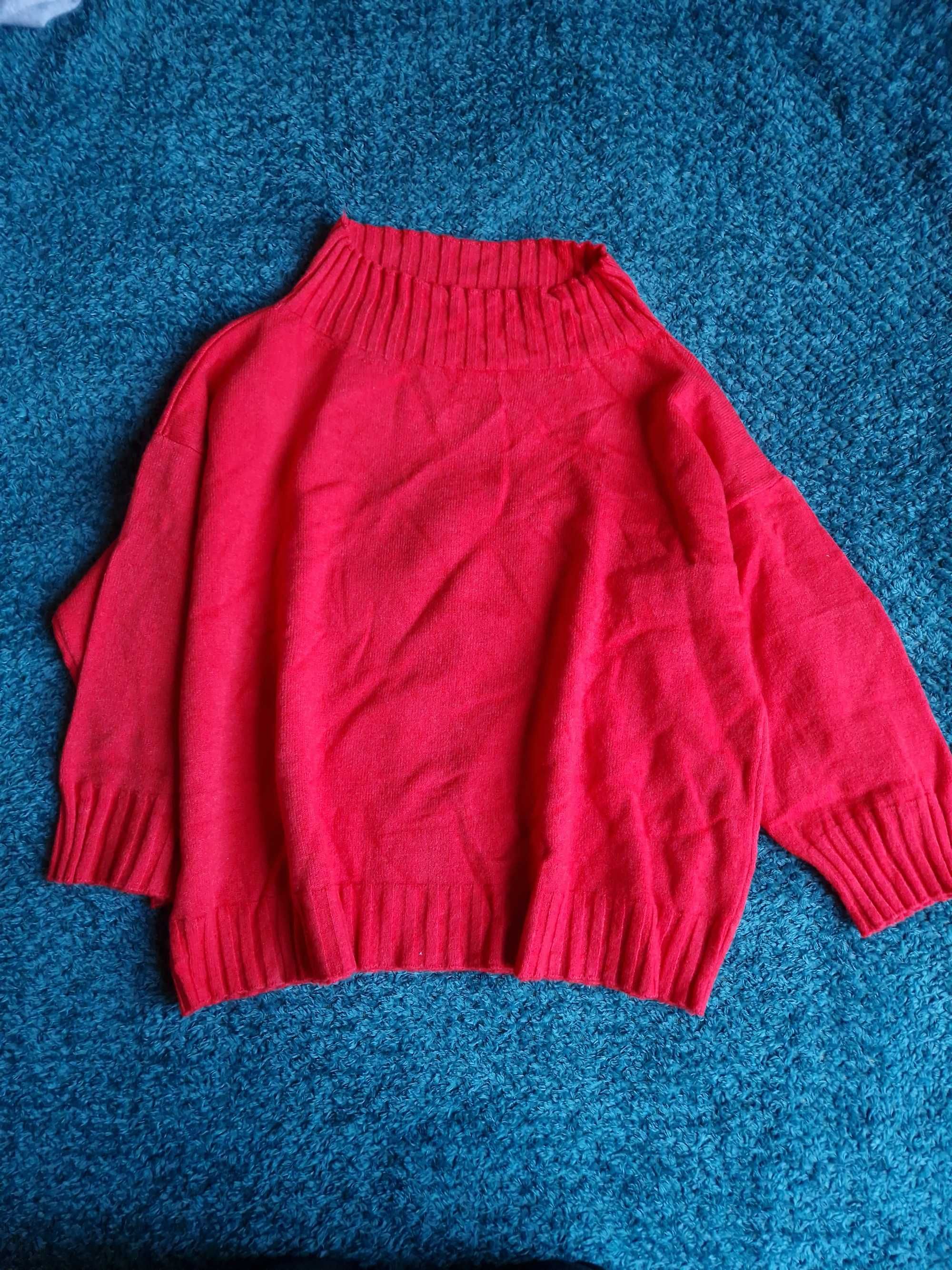 Czerwona bluzka sweter golf