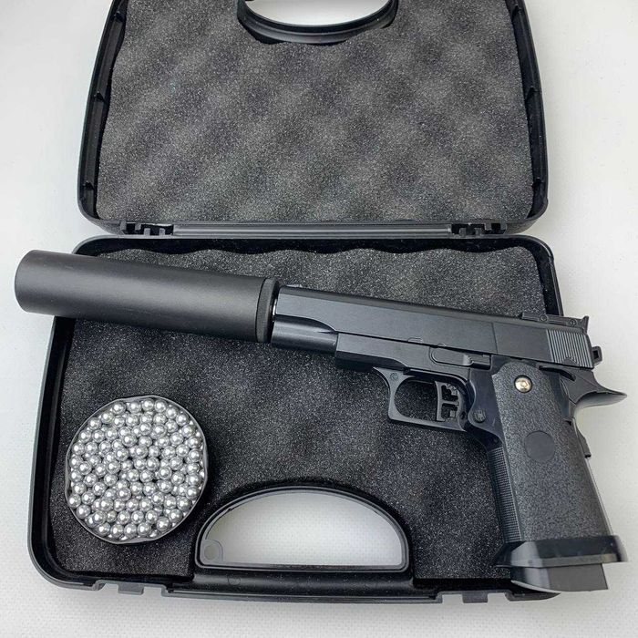 Металевий Дитячий пістолет Кольт 1911 із глушником іграшковий залізний