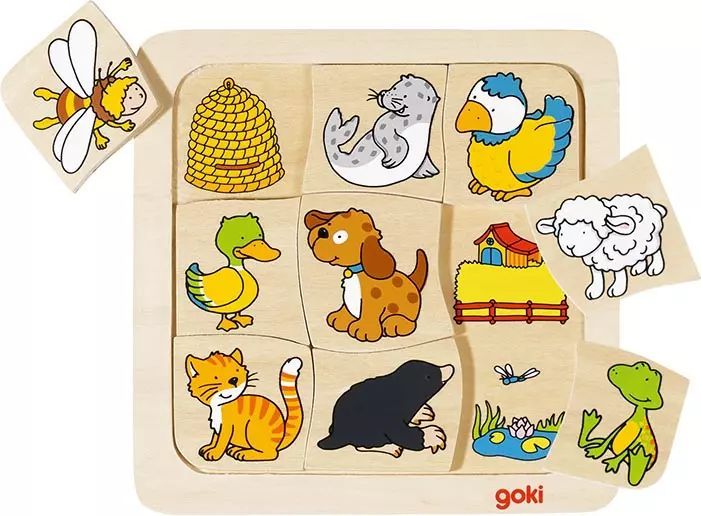 Drewniane puzzle 2. Gdzie mieszkają zwierzątka?. Goki