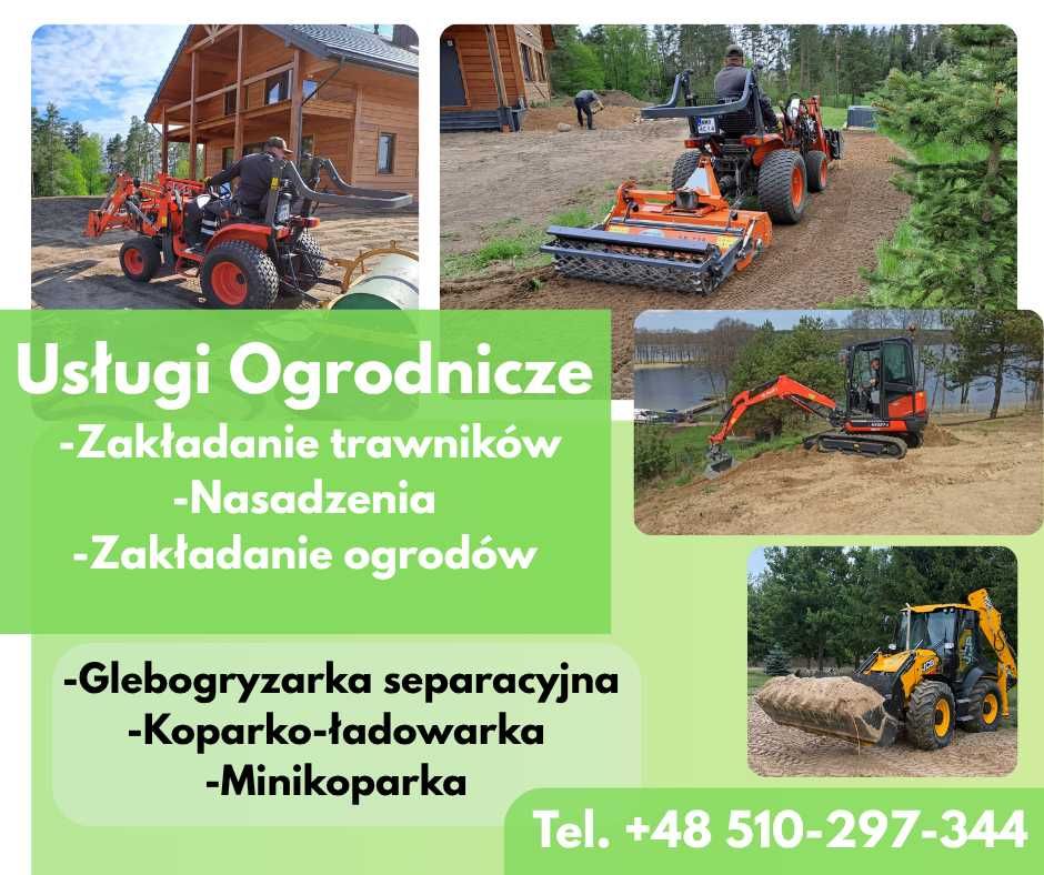 Usługi ogrodnicze, Glebogryzarka SEPARACYJNA, MINIKOPARKA 3 T, trawnik
