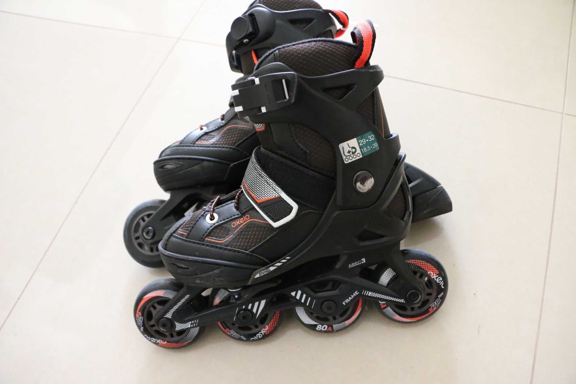 Patins  Em linha Criança 28-32 proteções e capacete