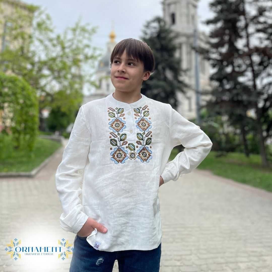 Лляна вишита сорочка для хлопчика 110, 116, 122 см. Вишиванка "Макар"