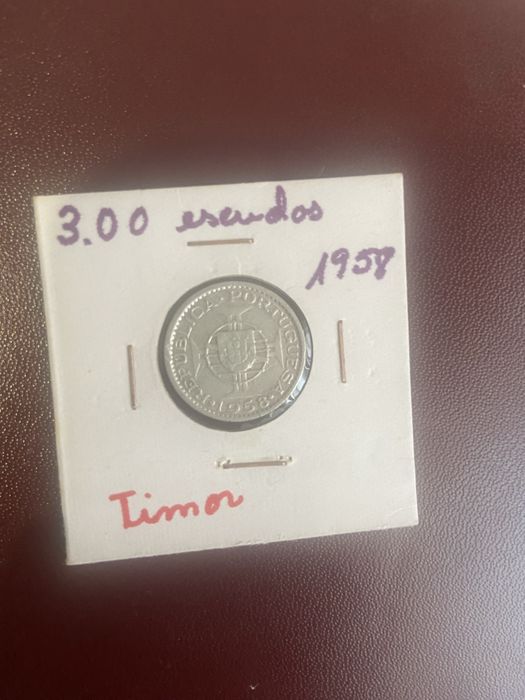 3 escudos timor 1958 prata