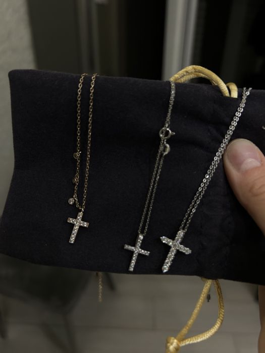 Підвіска хрестик tiffany срібло з цирконами розсип