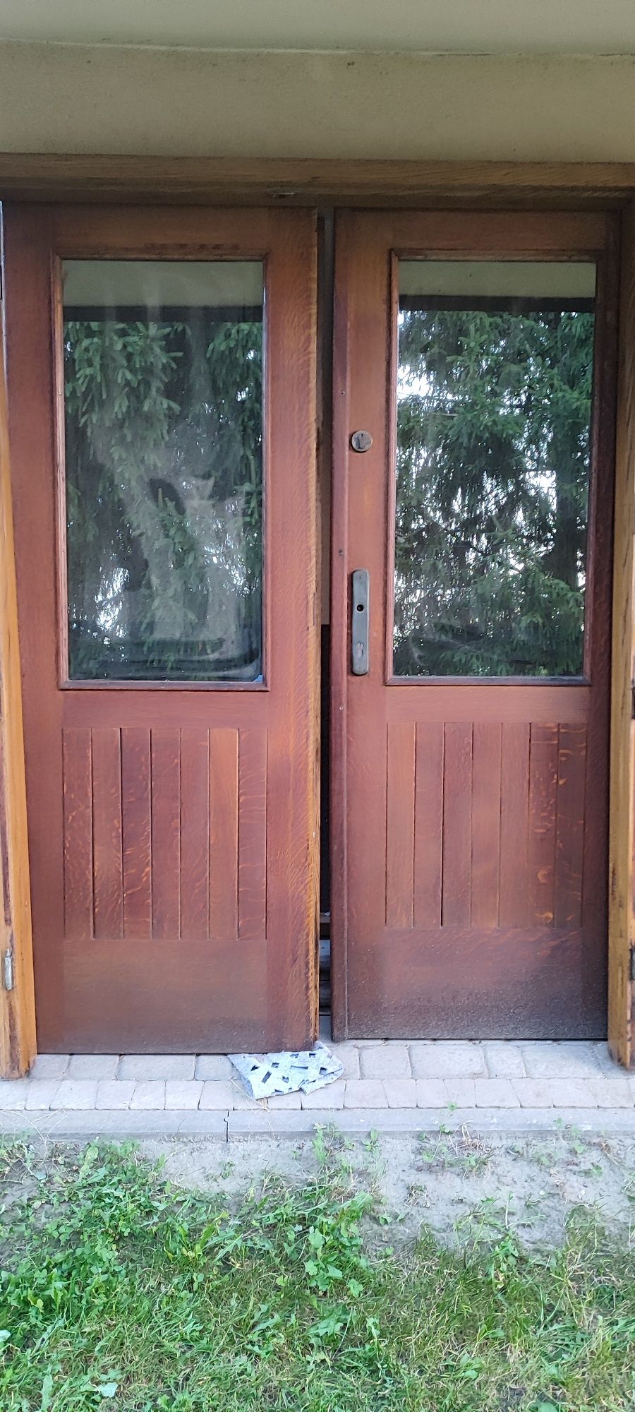Drzwi dębowe dwuskrzydłowe drewniane